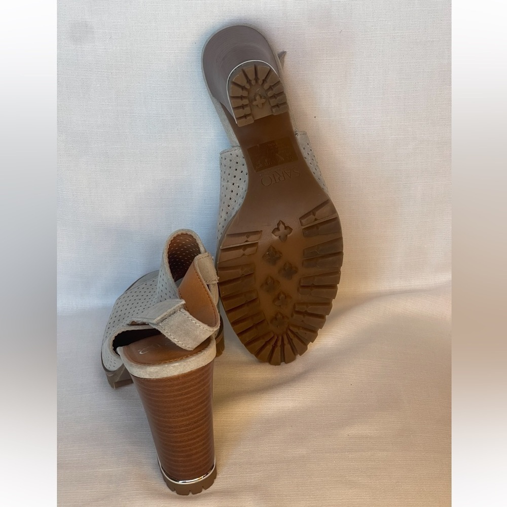 Franco Sarto Analise Gray Suede Heeled Sandal Size 8 Medium - Picture 10 of 11